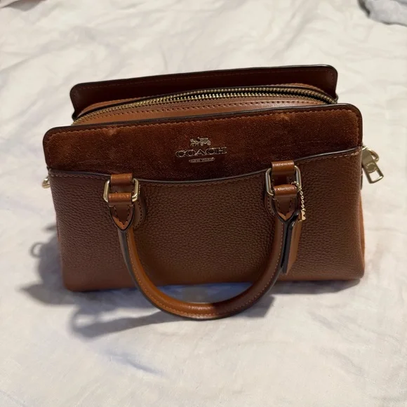 Coach Tan Leather Satchel with Logo Strap - Picture 2 of 3